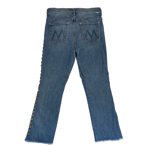 MOTHER Denim The Insider Crop Step Fray 32 Rough Stud - Picture 10 of 11